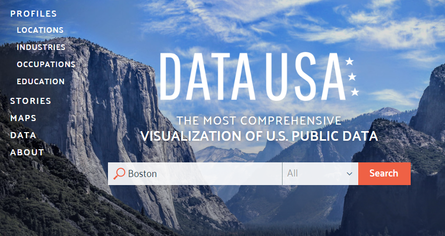 Screenshot of datausa.io homepage