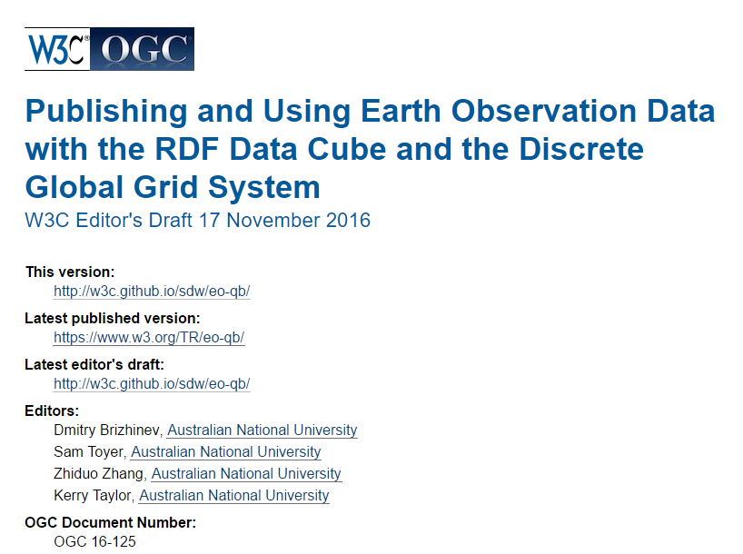 Publishing and Using Earth Observation Data with the RDF Data Cube and the Discrete Global Grid System
