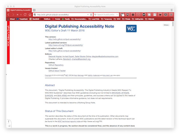 Screen dump of the Accessibility Note