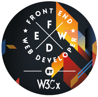 The W3Cx Front-End Web Developer program's visual, as a rounded badge.