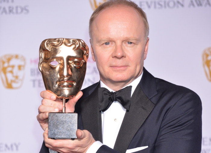 Jason Watkins with his BAFTA for leading actor, playing Christpher Jefferies, 2015