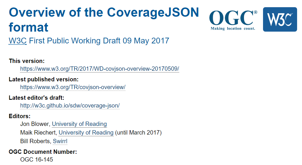 Partial screenshot of CoverageJSON Overview