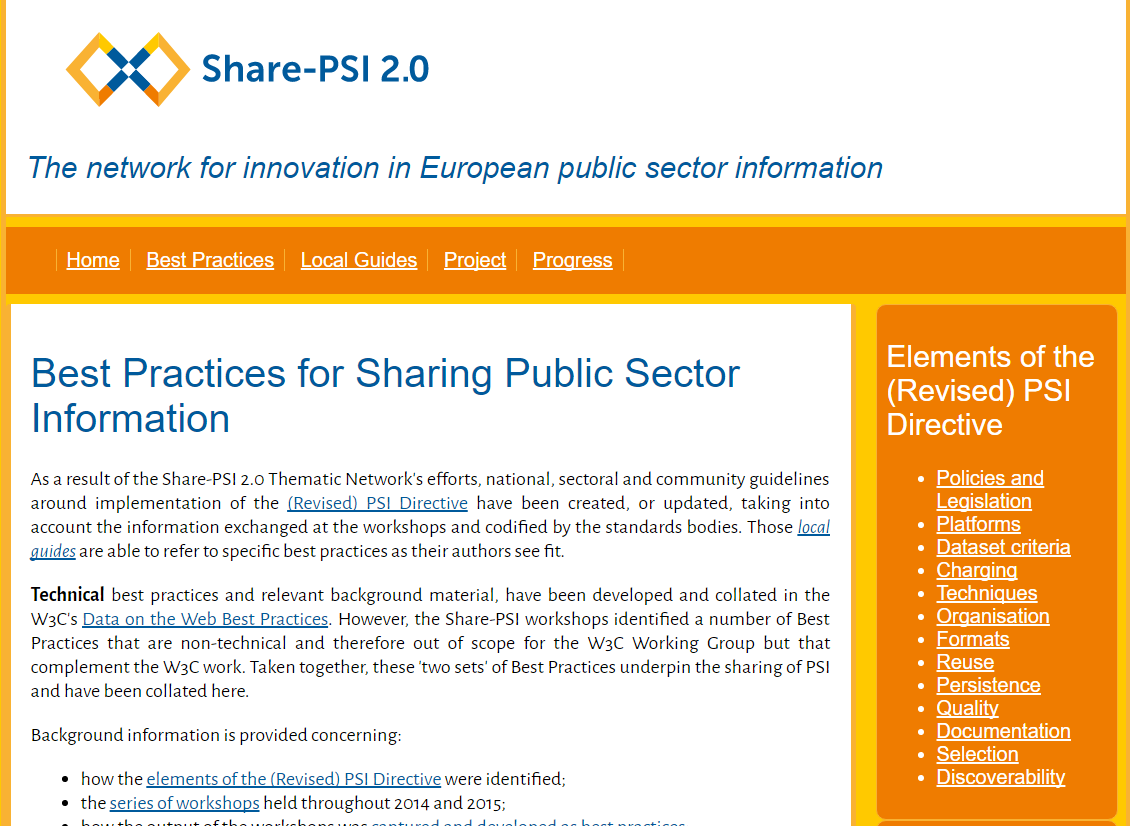 partial screenshot from Share-PSI Best Practices Page