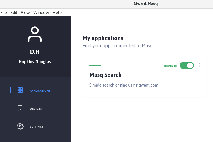 snapshot of Qwant's Masq app