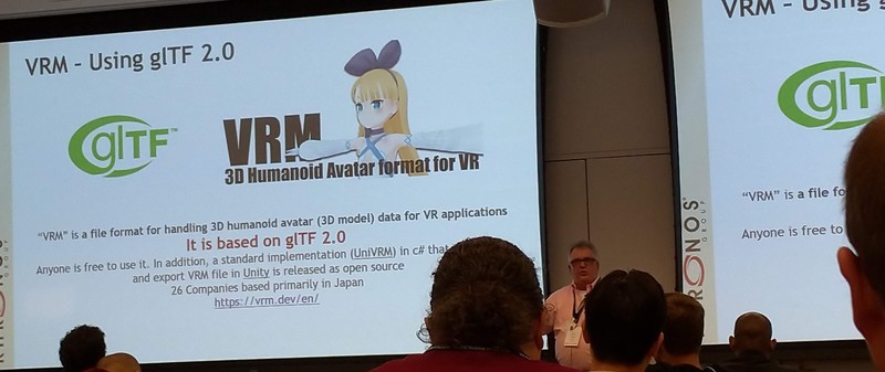 Neil mentions the VRM format, which builds on top of glTF 2.0 to describe humanoid avatars