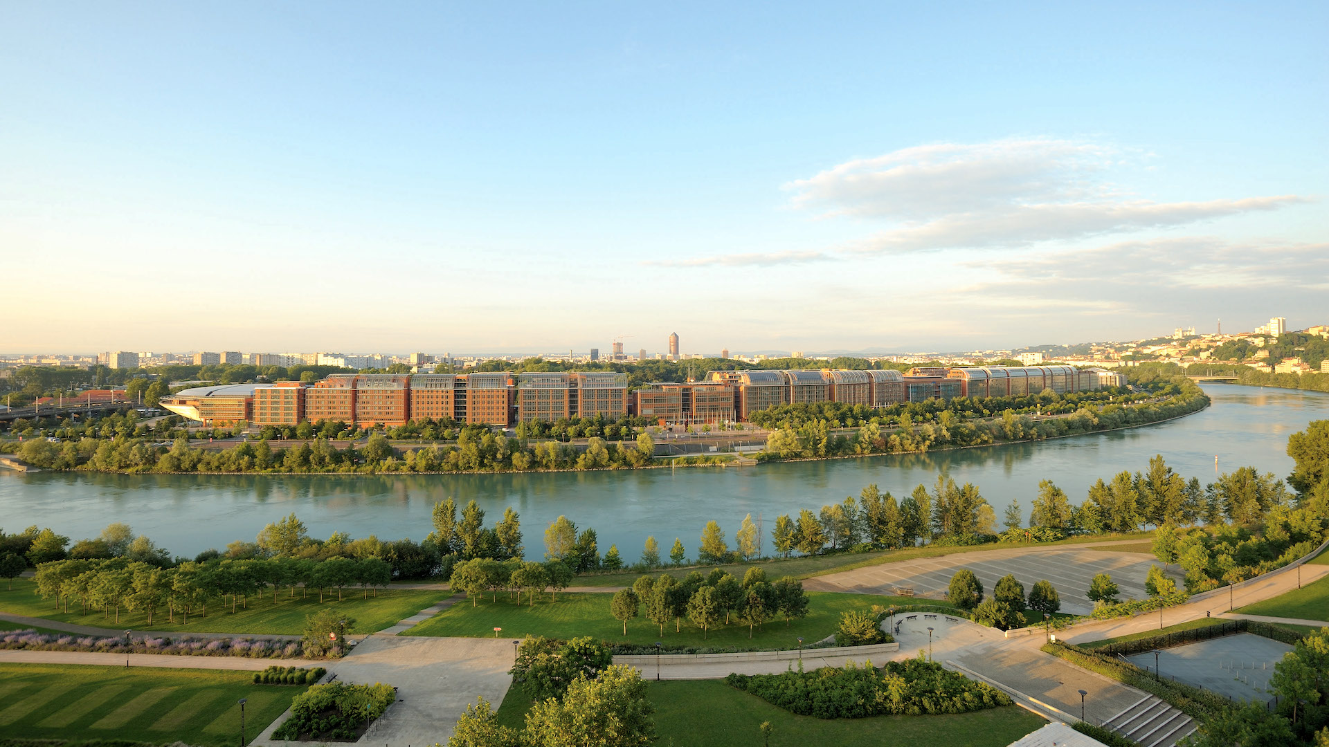Photo of the Lyon Congress Center and river beyond