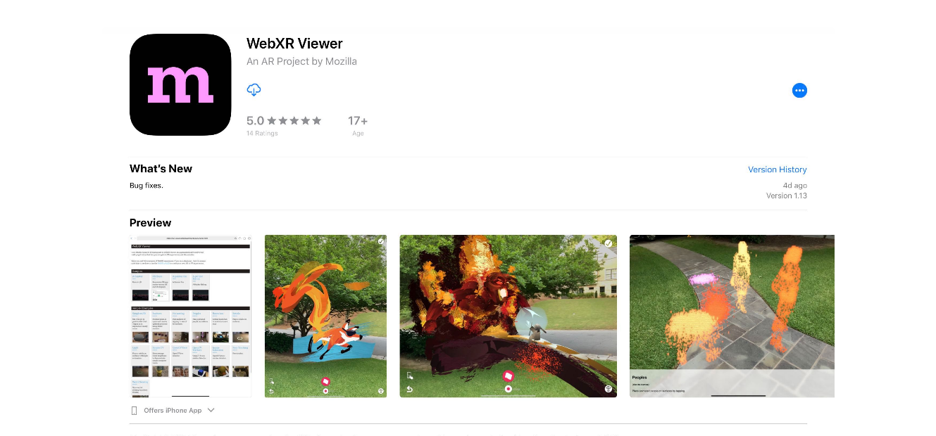 WebXR Viewer pour iOS