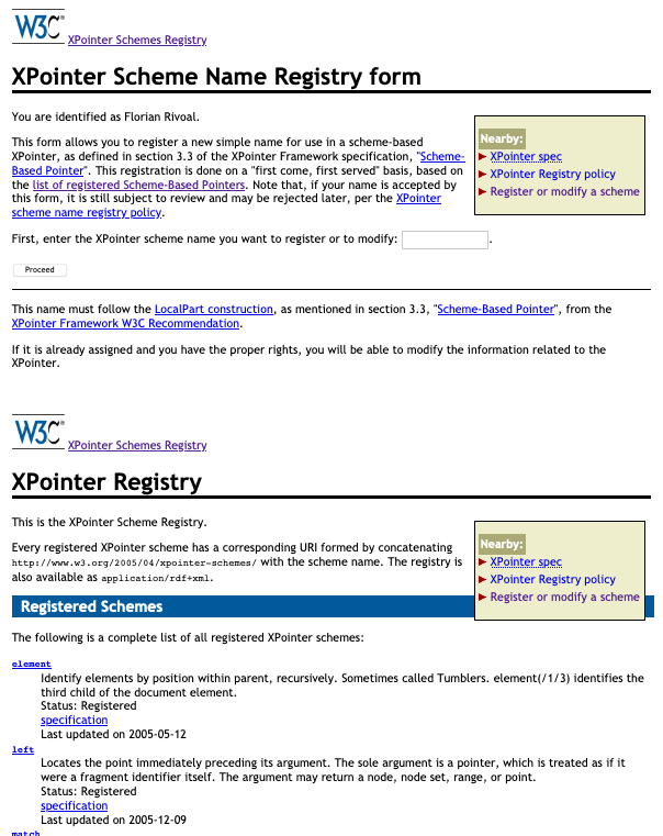 The “XPointer Scheme” registry in a custom system