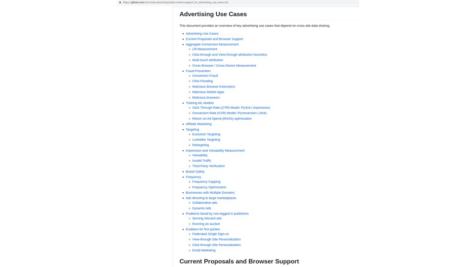 Web Advertising BG Use Cases screenshot, (URL in slide text)