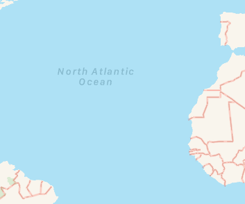 Map library that has lacking contrast between the medium blue text label and the light blue ocean background