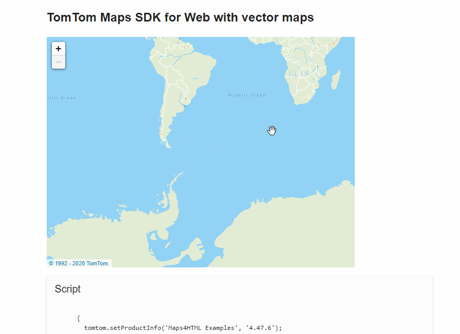 Tomtom maps page scrolls as you try pan the map with arrow keys