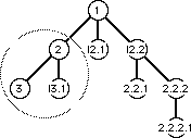 A tree of versions with a branch of nodes 
selected out