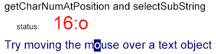 a letter, within a string, selected by the mouse