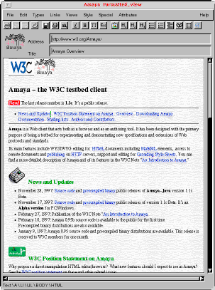 Screen shot of Amaya's main view