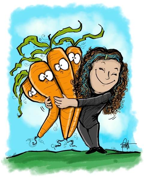 caricature of Shawn Henry embracing carrots
