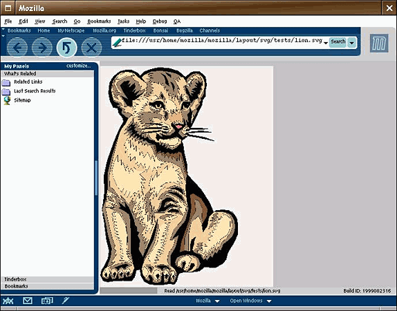 Displaying the SVG lion in Mozilla