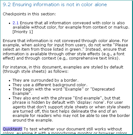 excerpt from WCAG 1.0 CSS Technique 9.2 (for Checkpoint 2.1)