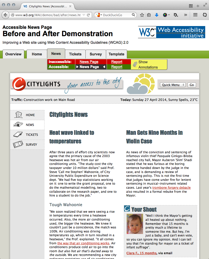 Screenshot „News“ Accessible