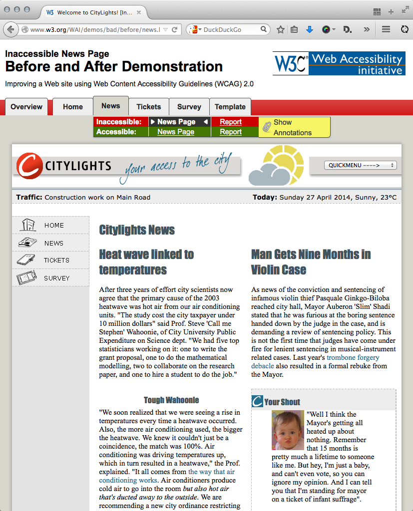 Screenshot „News“ Inaccessible