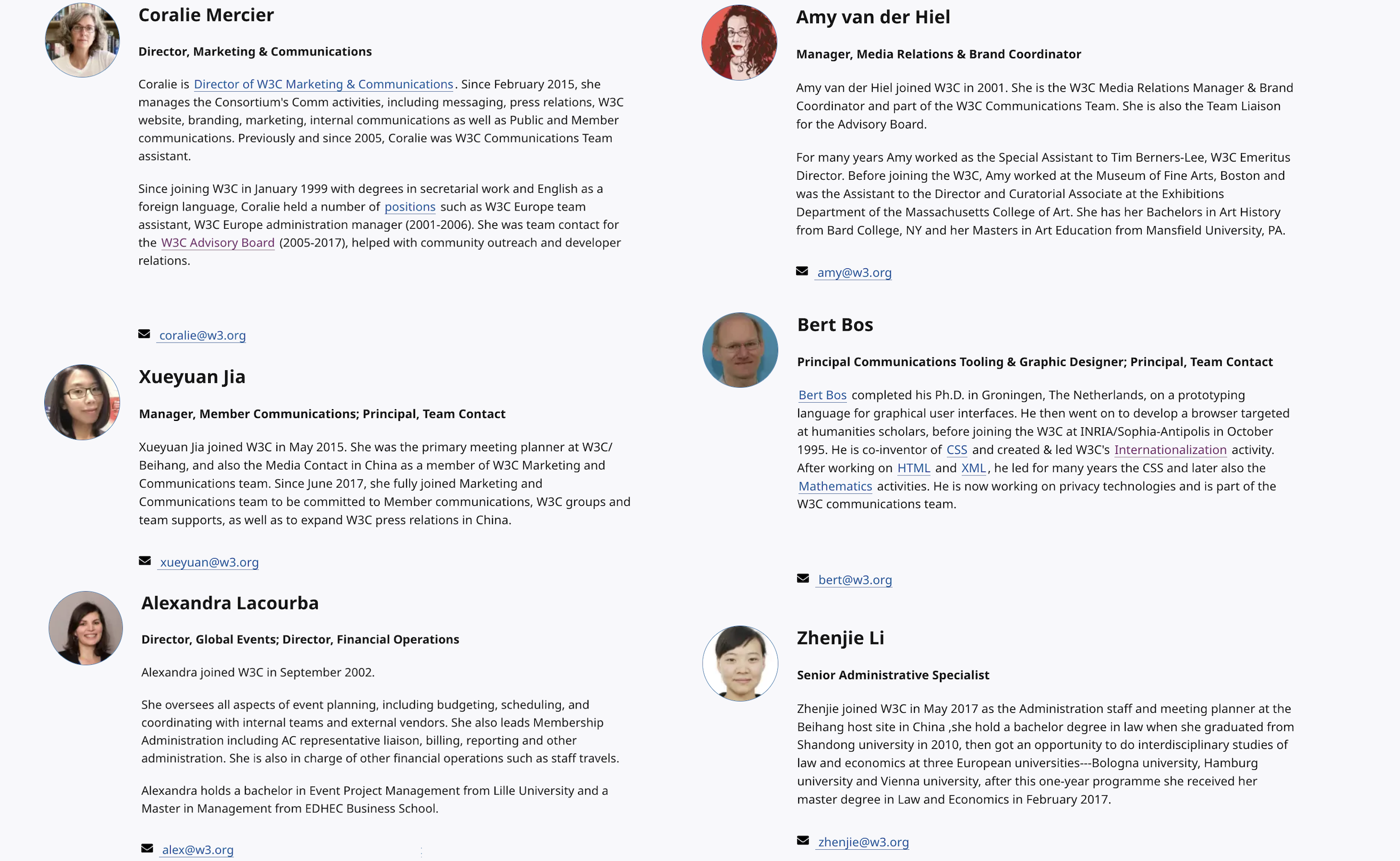 Members of the comm team and bio