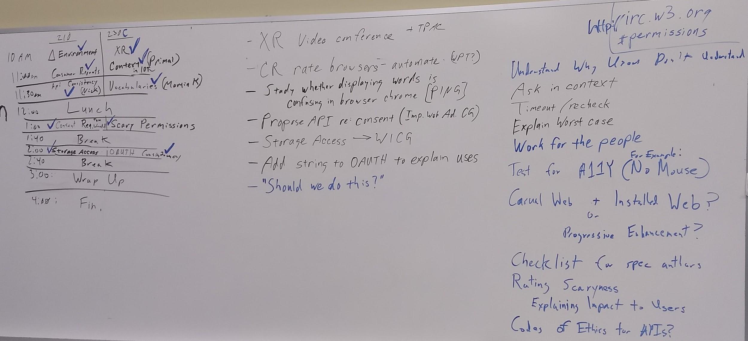 photo of whiteboard with breakout list and takeaways