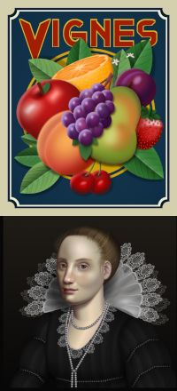 [thumbnail images of a portrait and a still life with fruits]