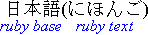 Example showing ruby within parentheses inline with the base in horizontal Japanese