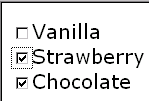 checkboxes, Vanilla, Strawberry, and                                                             Chocolate; Strawberry and Chocolate                                                             selected