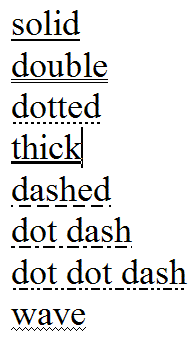 All the new underline styles