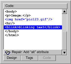 Screenshot of code view with font color accessibility highlighting