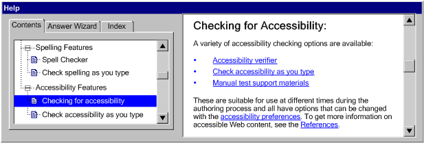 Illustration of help for 'checking for accessibility'