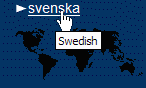Screen snap showing a tooltip containing the word 'Swedish' popping up from the document text
				  'svenska'.