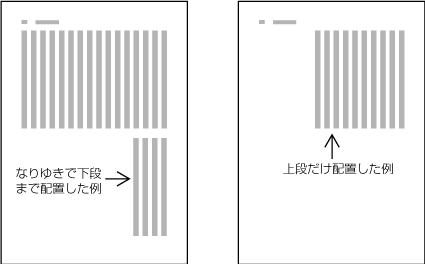 図1-24　縦組の段組における改丁・改ページの直前ページの処理例