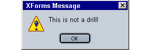 An alert popup, with a helpful error message.