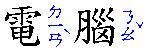 small bopomofo ruby characters arranged vertically to the rihtof larger Chinese characters