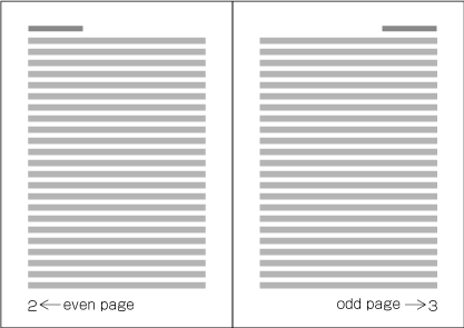 Page numbers on a spread in a horizontally set book.