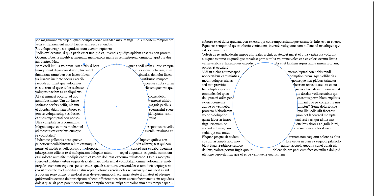 With wrap-side=both, text flows on both side of an intrusion.