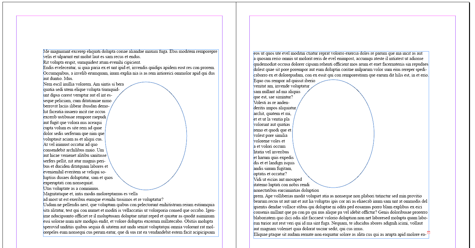 With wrap-side=start, text is rendered between the start edge of the containing area and the runaround, but not on the other side of the runaround.