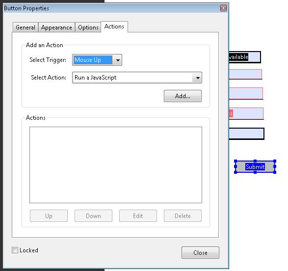 The Button Properties dialog for a submit button.