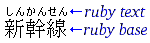 ruby text above ruby base characters