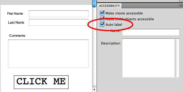 Using the Auto Label feature in the Flash Authoring Environment