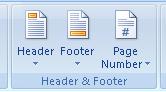 Header and Footer tools on the Word Insert ribbon.