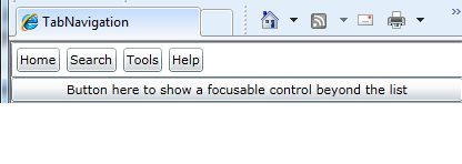 Screen shot of a focusable control beyond a list of buttons