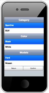 smart phone UI for car data