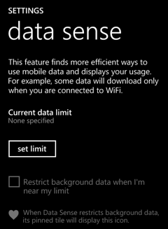 Windows Phone 8 - Data sense feature