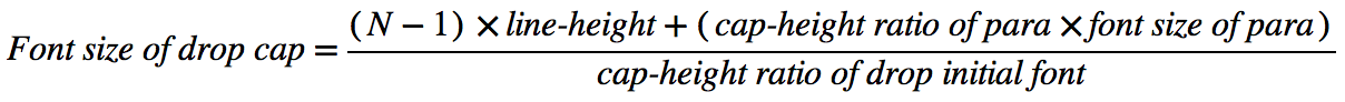 Equation to calcuate drop initial font size