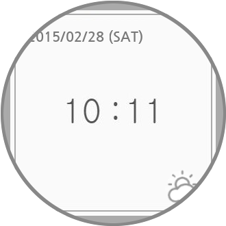 An image of a round clock within a rectangle display