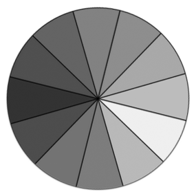 Color wheel with shades of gray