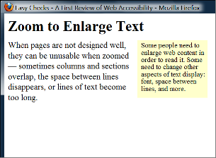 web page with default text size