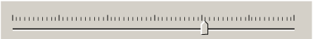 As a long horizontal slider with tick marks.